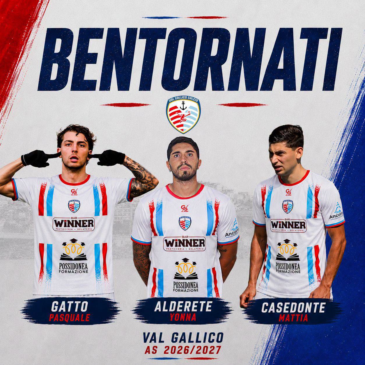 BENTORNATI! GATTO, ALDERETE E CASEDONTE UFFICIALI AL VAL GALLICO